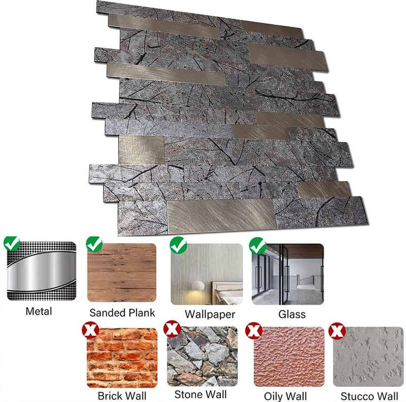 weimeisc 10 Sheets Backsplash Tile for Kitchen Peel and Stick, 11.81" X 11.81" Self-Adhesive Waterproof, Metal Backsplash Subway Tile, Stick on Tiles Kitchen Bathroom (Maple Leaf) - Image 5